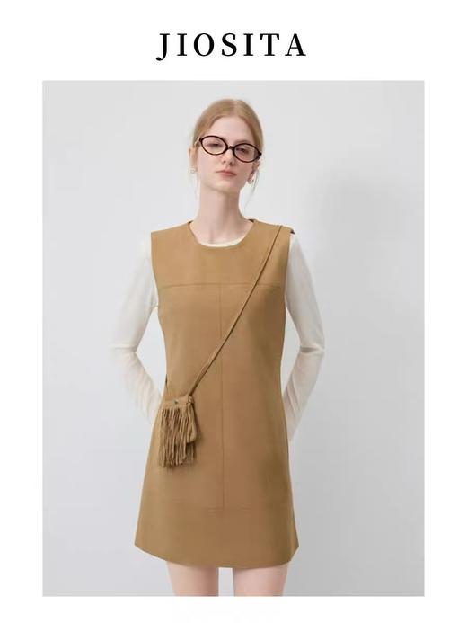 11.11最后促，不参与退货清仓处理！（赠送包包）5002麂皮绒圆领复古背心连衣裙-喜出 商品图0