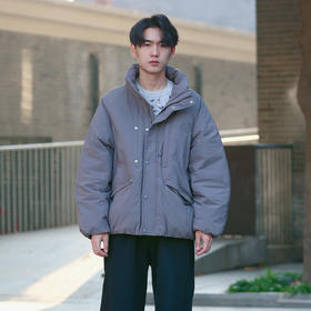 DRONKOO 2025 立领左上口袋拉链装饰微阔短款中厚羽绒服