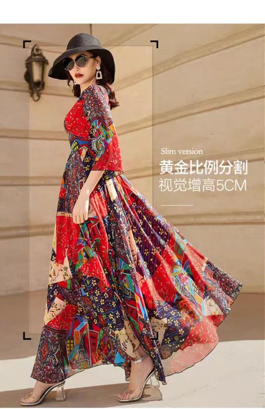 「断码清仓」波西米亚长裙到脚踝超长雪纺连衣裙 L码 ZFYY009 商品图2