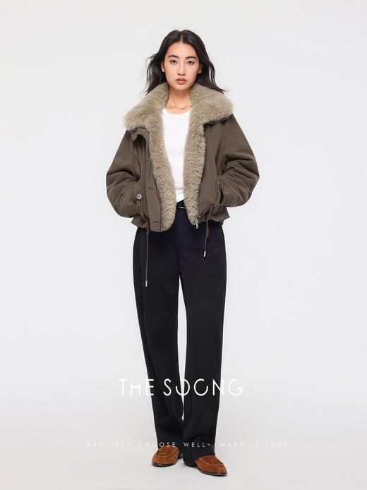 THESOONG"权威裤"加厚加绒天鹅绒面抗皱肌理感中腰休闲裤HBKZ7302 商品图6