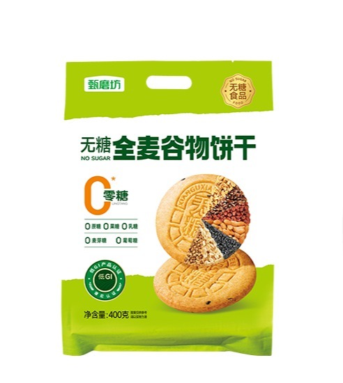 甄磨坊 无糖全麦谷物饼干400g*1袋