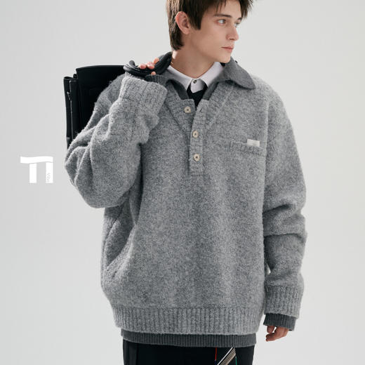 TIWILLTANG启世录“弥漫智域”假两件翻领毛衫 商品图1