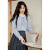 鹿向南「冰岛慕斯」法式蓝色长袖衬衫女秋冬内搭打底衬衣气质上衣 商品缩略图0