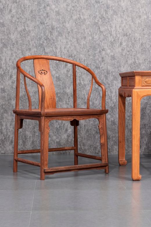 红桥红  家具严选  缅甸花梨（大果紫檀）【158石盘茶趣 双抽屉马蹄腿茶桌 四件套】 商品图1