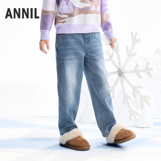 【实体店同款】女童全腰牛仔长裤冬季新款安奈儿童装AG546084 商品图2