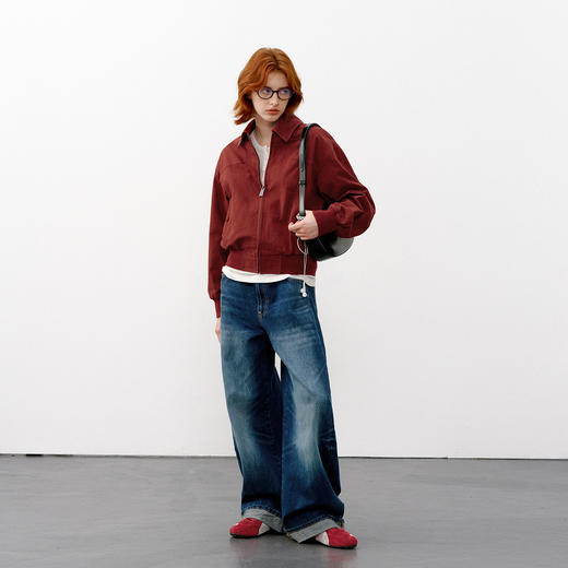 714street美式复古MA1飞行夹克女款2026春季水洗收腰廓形短款外套 商品图3