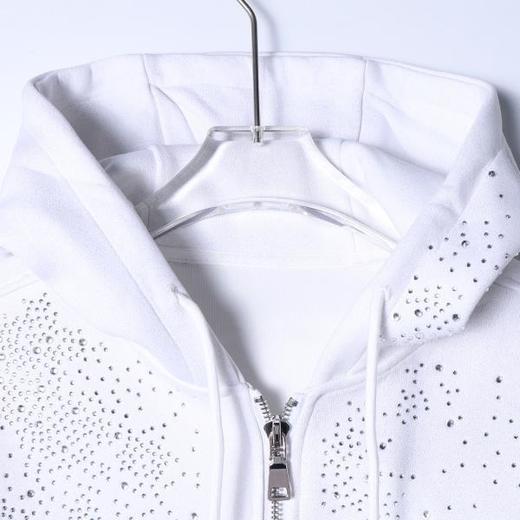 25157SDSA秋冬新款痞帅男装韩版简约纯色烫钻抽绳拉链连帽卫衣百搭时尚 商品图2