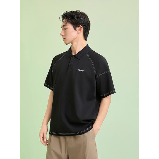 GXG男装 明线设计翻领POLO衫通勤休闲短袖上衣 2025夏季新品 商品图2