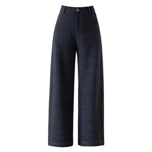 百媚生 复古针织羊毛阔腿裤女秋冬新款直筒长裤85697 商品图4