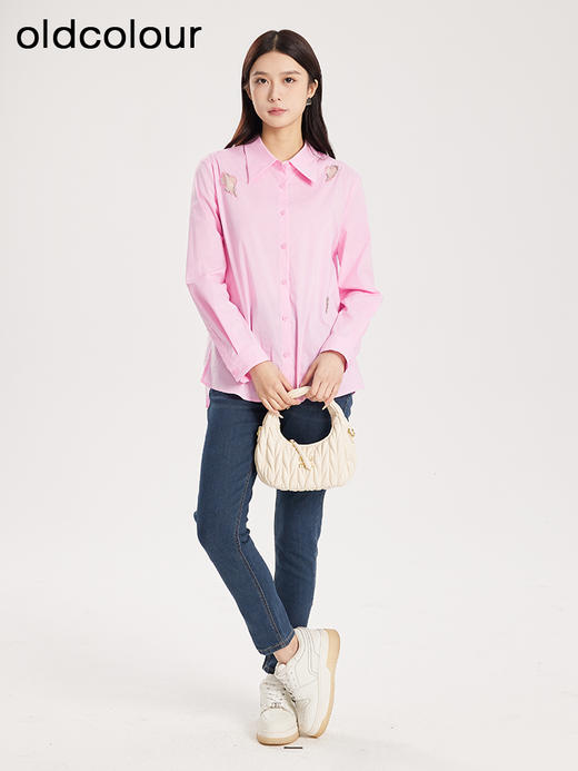 oldcolour春秋新款通勤宽松简约百搭纯色长袖衬衫女Q390104A1 商品图3