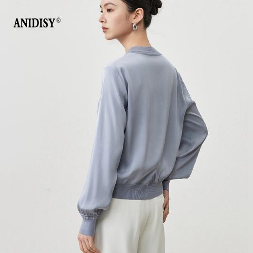 2026春经典圆领长袖休闲套头真丝衬衫 商品图2