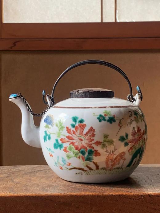 粉彩绘花果纹烧蓝银把茶壶，顺丰包邮 商品图10