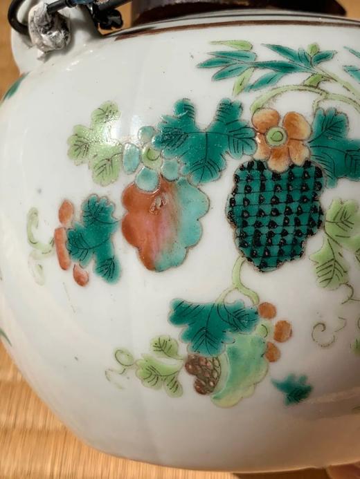 粉彩绘花果纹烧蓝银把茶壶，顺丰包邮 商品图11