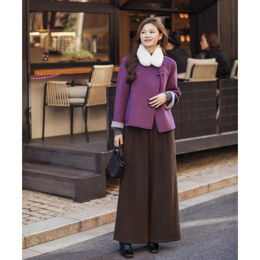 【林栖设计小店】（现货）羊毛混纺压褶裤子优雅多色百搭直筒宽松显瘦2025秋冬新款阔腿裤女1954071 商品图1