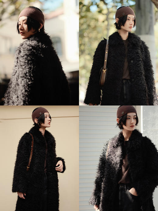 HIDEMI 进口澳洲美利奴羊毛坑条冷帽针织帽发带脖套 商品图1