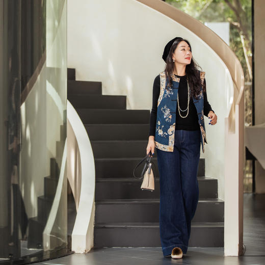 【林栖设计小店】（现货）天丝牛仔马甲短褂新中式2026早春新款上衣女1961112 商品图0