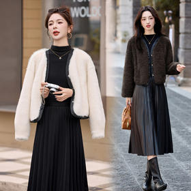 HR YJH5520皮毛一体大衣气质时尚短外套