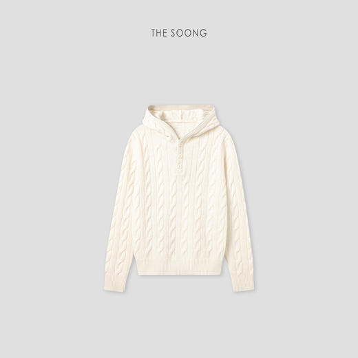 THESOONG"绞花毛衣"山羊绒羊毛绞花肌理感连帽毛衣HLMY7906 商品图2