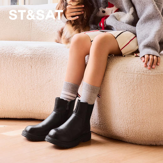 【童鞋】星期六英伦复古女童烟筒靴SSD3192U47 商品图7