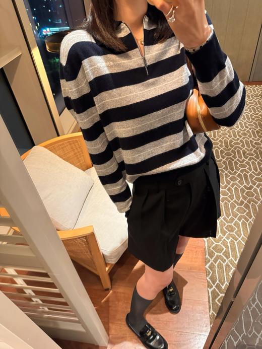 缪缪 25年秋冬新款 蓝灰条毛衣(KX*MM) 商品图3