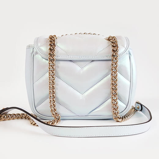 【95新】Gucci古驰739682 Marmont系列蓝色人鱼姬马蒙方胖子链条包单肩斜挎包女士031125TJ53 商品图4