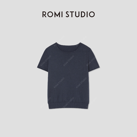ROMI STUDIO"简约舒适"山羊绒棉混纺亲肤软糯毛织短袖RWCRSM1875