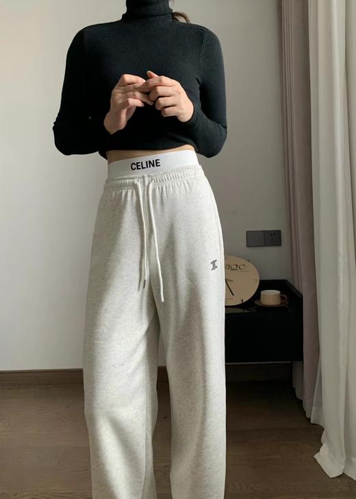 D111117新款高弹力双层腰边设计刺绣加绒休闲裤女裤 商品图4