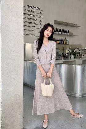 Le Malene 气质背心连衣裙针织开衫套装 21385