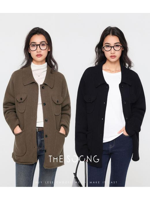 THESOONG"口袋毛衣"强捻高支精梳棉高克重多口袋毛衣外套BMY7860 商品图0