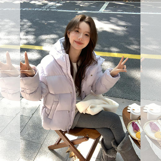 西遇连帽立领加厚棉服女冬季新款小个子短款保暖面包服SS051801 商品图3