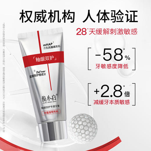 【釉龈双护 介孔羟基磷灰石+蛋膜肽】俊小白釉龈双护专健牙膏  牙敏感度降低 减缓牙本质敏感 商品图2