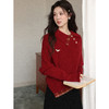 鹿向南「复古格调」设计感红色长袖毛衣女秋冬不规则保暖新款上衣 商品缩略图3
