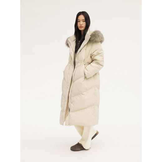 HeyDress毛领长款腰抽绳加厚羽绒服 商品图2