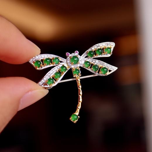 翡翠蜻蜓吊坠 胸针两用款，送素链 CF 商品图5