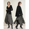 COCOBELLA时尚黑白格纹羊毛半身裙秋冬不规则毛边长裙HS3155 商品缩略图2
