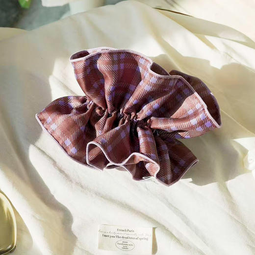 韩系布艺紫棕格纹焦糖露露紫发圈-纪念日百货门店同款167145316 商品图3