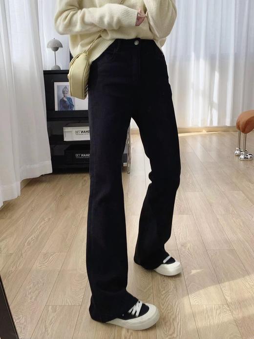 D111132秋冬2025新款裤子高腰修身显瘦加绒喇叭裤 商品图2