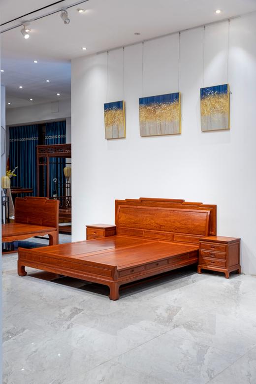 红桥红  家具严选  缅甸花梨（大果紫檀）  【220步步高升大脚高低床三件套】 商品图1