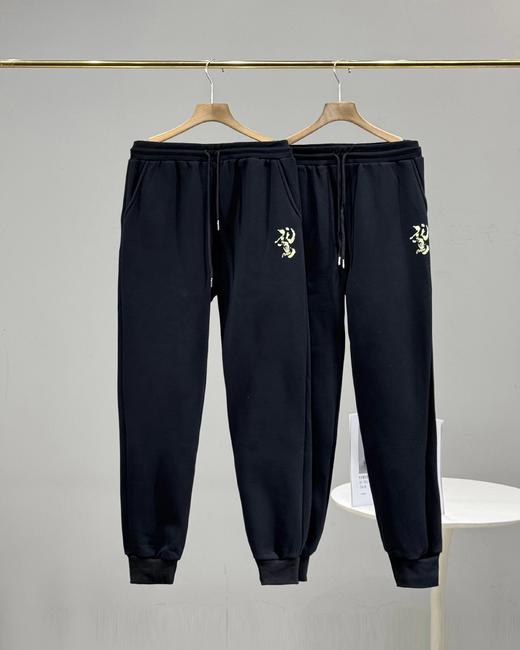 D111116大M立体印花加绒针织薄绒运动裤男女情侣款 商品图0