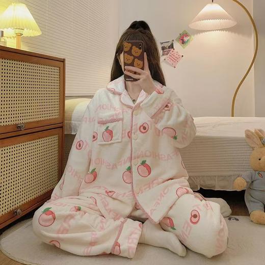 希燕茵可爱卡通珊瑚绒睡衣女2025年新款法兰绒秋冬季学生甜美套装家居服XY0017★ 商品图5