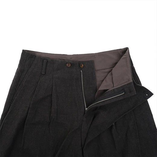 山也 郝 麻毛不规则阔腿裤 商品图1