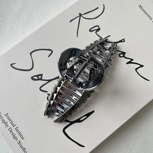 奢华镶钻花朵抓夹优雅枪黑满钻头饰-纪念日百货门店同款166294731 商品图1