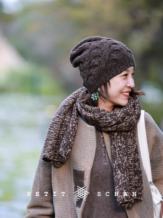 PETIT SCHAN小闪 ACC#043 Open Sesame 芝麻开门 牦牛绒骆驼绒混纺手纺纱手工编织大披肩围巾 商品图4