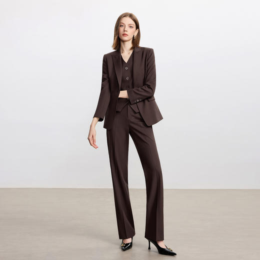 IWY/巧克力色秋冬羊毛职业西装套装女年新款气质显瘦商务正装三件套CPM2356 商品图1