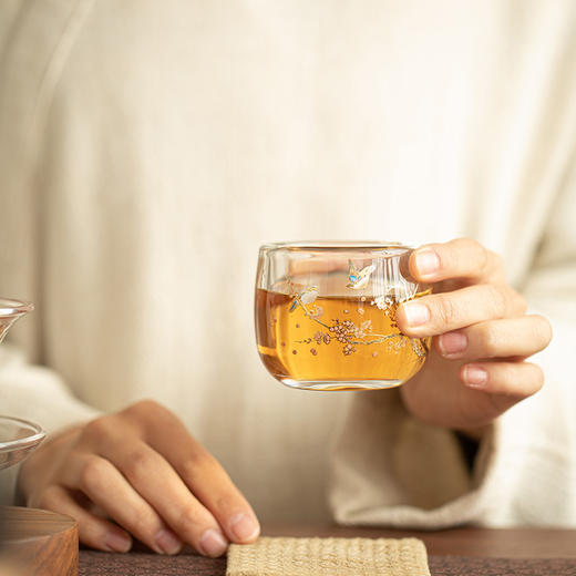 【喜上眉梢玻璃小茶杯】敦煌小众加厚玻璃喜鹊报春茶杯 茶具防烫主人杯品茗杯客杯精致喝茶功夫茶具 商品图0
