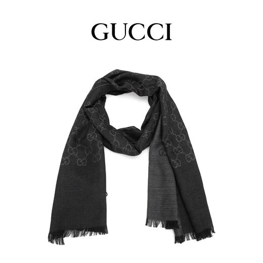 【送礼盒礼袋】Gucci古驰织花羊毛真丝围巾  香港直邮 商品图0