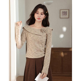 鹿向南「浮光梦录」设计感燕麦色内搭针织衫女秋冬季收腰显瘦上衣