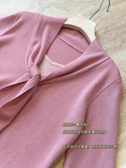 设计感飘带假两件可露丽羊毛针织衫 商品图10