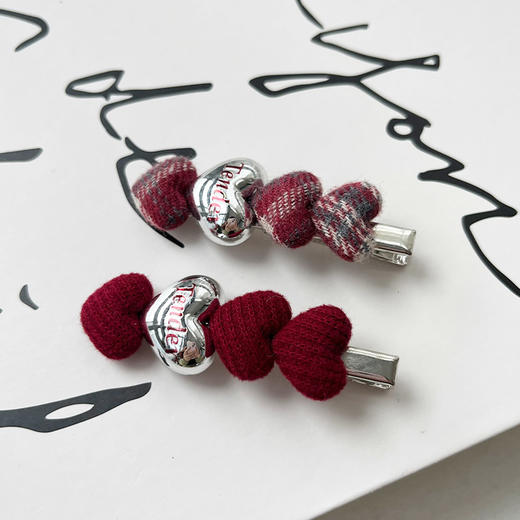 网红简约气质爱心韩国可爱布艺侧边对夹-纪念日百货门店同款167043977 商品图0