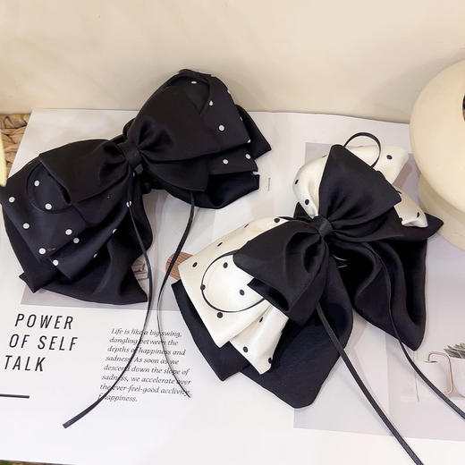 韩系绸缎波点马尾夹蝴蝶结半扎头饰-纪念日百货门店同款167295672 商品图4